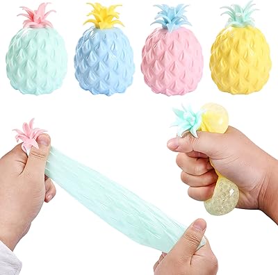 Paquet de 4 balles anti-stress ananas balle spongieuse ananas mignonne jouets et anxiété