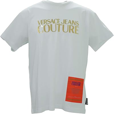 T-shirt imprimé or blanc versace pour hommes de jeans couture. Diaytar : Votre shopping, nos meilleurs prix