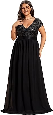 Ever pretty plus robes de soirée formelles pour femmes, col en v, manches