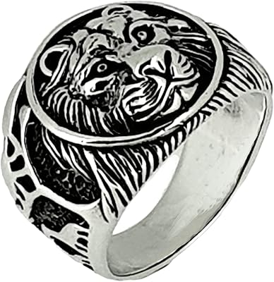 Bague épaisse en argent sterling 925 avec motif lion pour hommes de vn