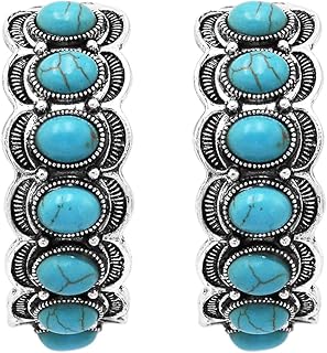 Boucles d'oreilles créoles en pierre de howlite semi-précieuse occidentale pour femmes romarin