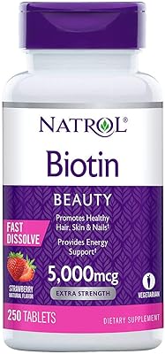 Natrol biotine 5000 mcg saveur fraise comprimés à dissolution rapide extra
