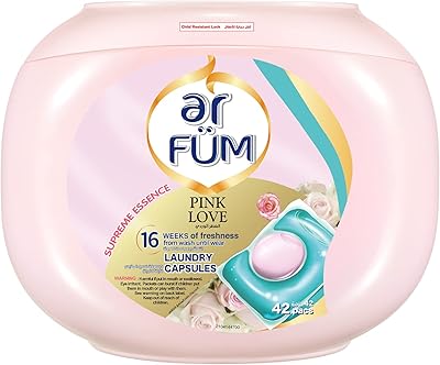 Capsules de lessive en mousse ar, 42 capsules, capsules de lessive de formule allemande, capsules de liquide de lessive, pink love, capsules de lessive parfumées. Diaytar : Des offres irrésistibles chaque jour