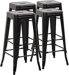 Tabourets de bar empilables en métal formax pour intérieur et extérieur, sans dossier