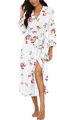 Peignoir kimono long tricoté léger et doux pour femme, col en v, vêtements