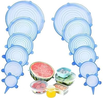 Couvercles en silicone extensible sky-touch de 12 pièces, couvercles de conservation des aliments