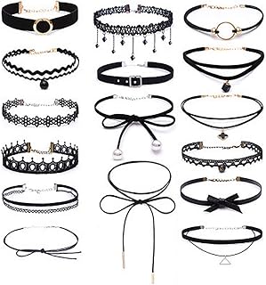 Collier ras du cou pour femme, lot de 16 collier ras du cou