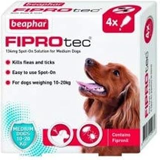 Beaphar viprotec anti-puces et tiques pour chiens de taille moyenne - 4 tubes