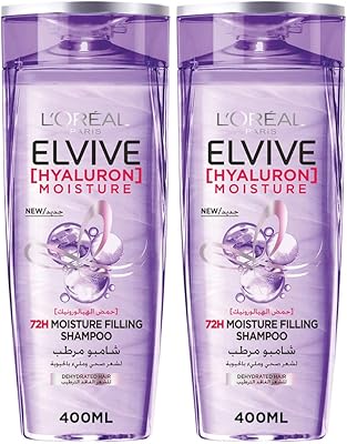 Shampoing hydratant elvive hyaluron de l'oréal paris, 400 ml, pack double