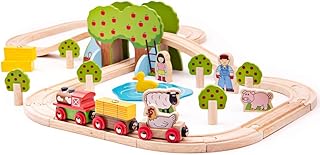 Ensemble de train de ferme en bois bigjigs rail - 44 pièces