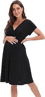 Zwtap robe de maternité pour femme, col en v, coupe trapèze, longueur genou
