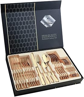Ensemble de couverts en acier inoxydable 24 pièces avec boîte de luxe lavable