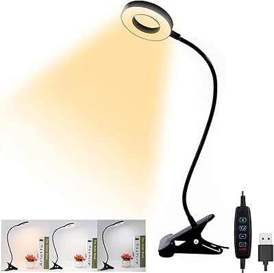 Lampe de bureau usb 48 led avec pince 3 couleurs et 10 niveaux