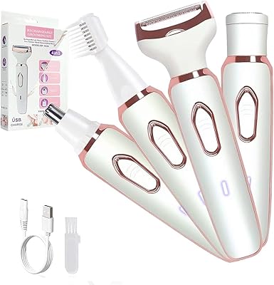 Rasoir électrique pour femme 4 en 1, rasoir électrique pour femme pour le visage,