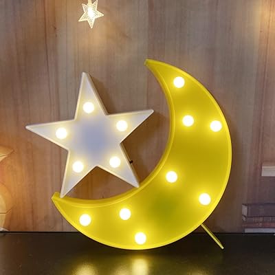 Qiao fei lune et étoiles veilleuse décorative, jolie veilleuse led pour cadeau