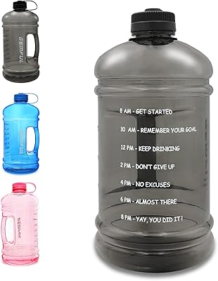 Grande bouteille d'eau de motivation gimful 3l sans bpa pour les sports