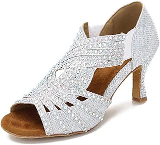 Chaussures de danse en strass pour femmes, danse de salon, salsa latine, performance