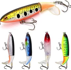 Ensemble de leurres de pêche bioniques 10 cm 15 g hameçon de pêche en rotation pour eau douce, pêche en eau salée, bar brochet, etc. - 5 pièces. Diaytar : La plateforme qui démocratise le shopping en ligne au Sénégal