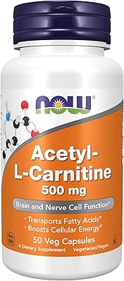 Now supplements, acétyl l-carnitine 500 mg, acide aminé, 50 gélules végétales