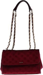 Sac bandoulière en velours pour femme avec logo pivoine 4g de couleur rouge