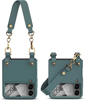 Housse en cuir compatible avec le samsung galaxy z flip 4 d'enlulu (vert)