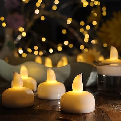 Bougies flottantes azoni 12 pièces bougies chauffe-plat étanches sans flamme led décoration lumineuse
