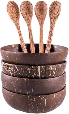 8 bols et cuillères en noix de coco naturelle - servir des nouilles, des pâtes, des smoothies, du porridge et des céréales avec de l'huile de noix de coco vierge - cadeau pour les végétariens. Diaytar Sénégal : Des produits pour toute la famille à prix cassés