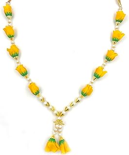 Bhakti lehar (taille : 16 pouces) guirlande de fleurs de roses jaunes