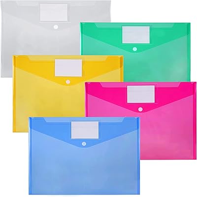 Enveloppes en plastique de format a4, 5 pièces de pochettes pour documents