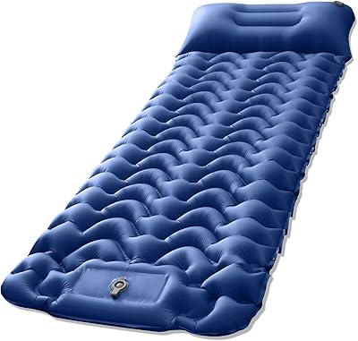 Thmins matelas de couchage de camping tapis gonflable avec coussin de pompe intégré
