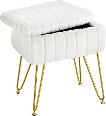 Greenstell tabouret de coiffeuse en fausse fourrure avec rangement 157"l x