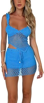 Ensemble de couverture en crochet ajouré pour femmes, ensemble de mini-jupe tricotée transparente