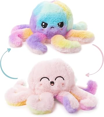 Peluche réversible apec mood octopus happy sad peluches pour filles
