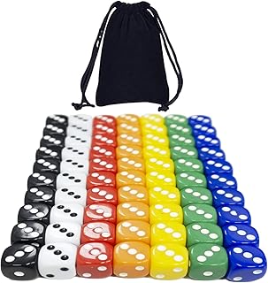Jeu de dés à 6 faces en acrylique gzs 16 mm avec sac
