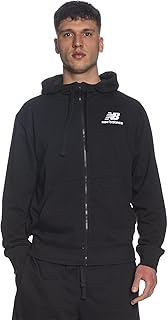 Sweat à capuche avec fermeture éclair complète et logo empilé nb essentials
