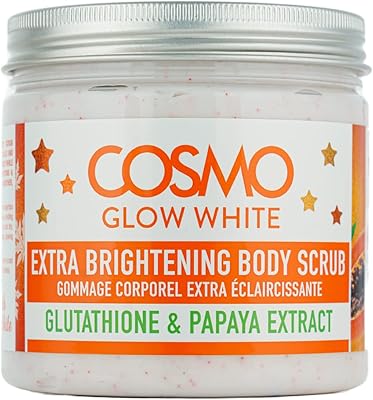 Gommage corporel éclaircissant cosmo glow white skin 475 ml | extrait de glutathion
