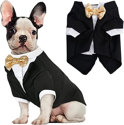 Tuxo pour chien vêtements formels costume de chemise tenue de mariage avec nœud