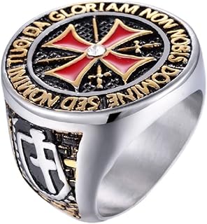 Bague de chevalier pour hommes, bague de conception de bouclier croisé maçonnique, bague