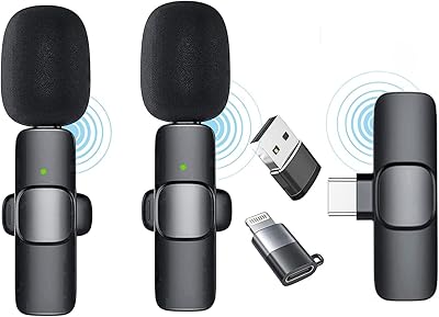 Microphone cravate sans fil amélioré pour iphone et type-c mini microphone avec réduction