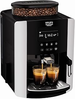 Krups ea817840 cafetière automatique numérique arabica, grain à tasse, expresso, cappuccino, argent, garantie