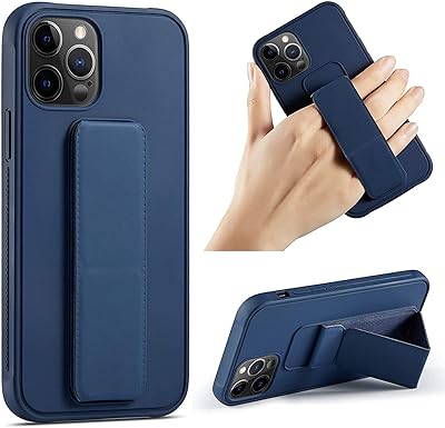 Coque mobile pour iphone 14 pro avec support arrière magnétique pliable avec dragonne