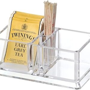 Yakri porte-sachets de thé en acrylique transparent avec 2 grilles pour contenir des sachets de café et de sucre et des bacs de rangement pour chambre d'amis ytbh-001. Diaytar : Parce que bien acheter, c'est économiser