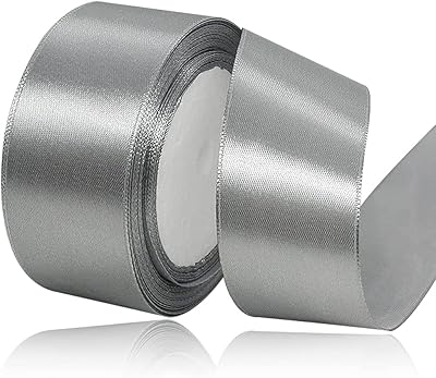 Ruban de satin argenté tissu polyester 38 mm x 25 mètres pour emballage
