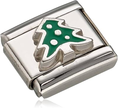 Pendentif arbre de noël composable femme en acier inoxydable, 330204/08, émail