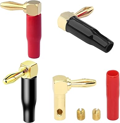 [paquet de 2 + 2] fiches banane à angle droit, plaquées or 24 carats à 90 degrés, 4 mm, connecteurs à angle droit à double verrouillage. Commandez en toute confiance sur Diaytar, votre marketplace de confiance