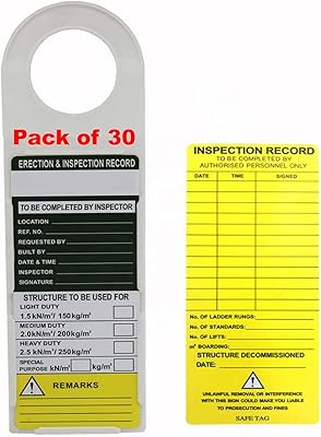Support d'échafaudage royal apex et cartes d'inspection de construction et d'échafaudage 11-3/4"