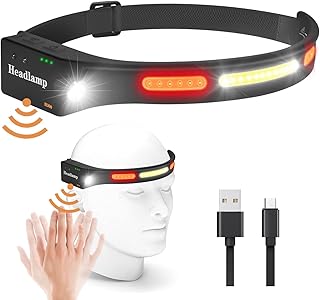 Lampe frontale led rechargeable 1200 mah mode d'induction à faisceau large de 270