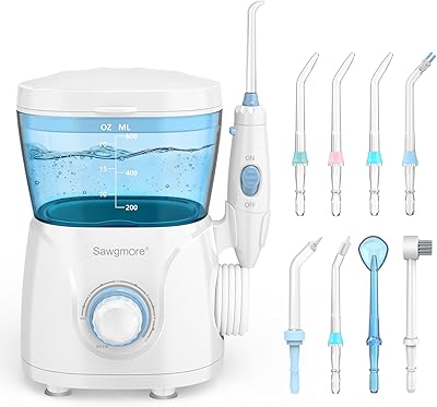 Irrigateur oral sawgmore water flosser grande capacité 600 ml 10 pressions