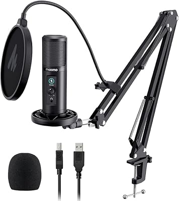 Maono microphone d'ordinateur à condensateur usb professionnel avec microphone muet et gain