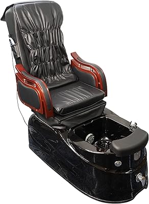 Chaise de pédicure électrique élégante entièrement noire avec bassin pour les pieds, bassin